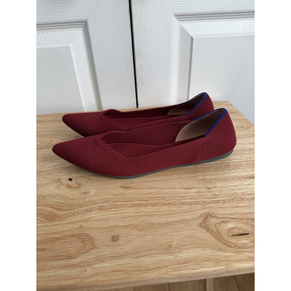 ROTHY'S The Point Ballet flats Red Wine textured knit fabric pointed toe size 9 - Picture 3 of 11